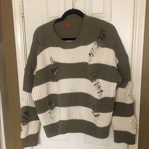 POL distressed cable knit sweater